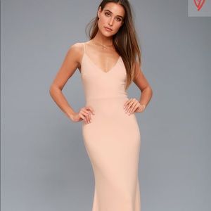 Lulus’s Infinite Glory Blush Pink Maxi Dress